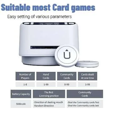 Automatic Card Dealer Machine 360° Rotating Card Dealer With Wireless Remote Built-in 5000MAH Recha...