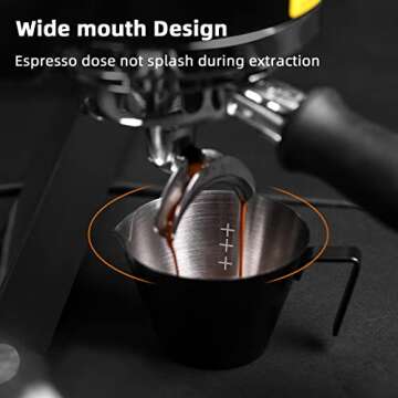MHW-3BOMBER Espresso Measuring Cup 2oz Espresso Shot Cup Stainless Steel Sauce Cups with Handle for Tomato Sauce|Steak Sauce|Desserts|Beverages (Matte Black) G5141B