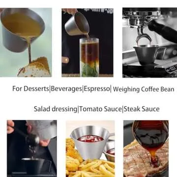 MHW-3BOMBER Espresso Measuring Cup 2oz Espresso Shot Cup Stainless Steel Sauce Cups with Handle for Tomato Sauce|Steak Sauce|Desserts|Beverages (Matte Black) G5141B