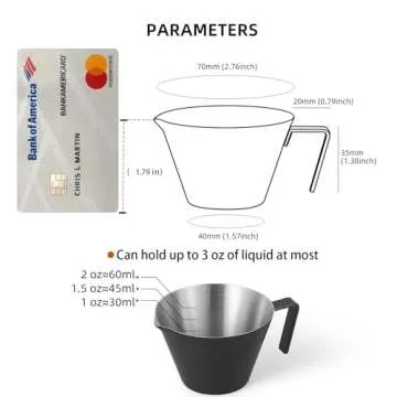 MHW-3BOMBER Espresso Measuring Cup 2oz Espresso Shot Cup Stainless Steel Sauce Cups with Handle for Tomato Sauce|Steak Sauce|Desserts|Beverages (Matte Black) G5141B