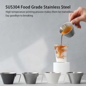 MHW-3BOMBER Espresso Measuring Cup 2oz Espresso Shot Cup Stainless Steel Sauce Cups with Handle for Tomato Sauce|Steak Sauce|Desserts|Beverages (Matte Black) G5141B