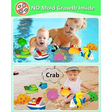 Bath Toys for Kids Ages 1-3 - Mold Free Bath Toy for Babies 6-12 Months - Toddler Pool Bathtub Water Table Toys - Valentines Day Gifts for 1 2 3 Year Old Boys Girls Easter Basket Stuffers Toy Boats