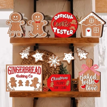 12PC Christmas Wooden Signs for Holiday Decor