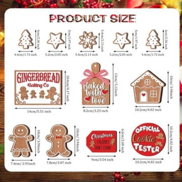 12PC Christmas Wooden Signs for Holiday Decor