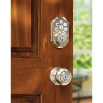 Kwikset 910 Door Lock for U.S, 910TRL ZW 15 SMT (Satin Nickle), by Kwikset, Cert ID: ZC08-15060007