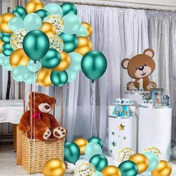 40 Teal Balloons for Party Decor - Mint Green & Gold