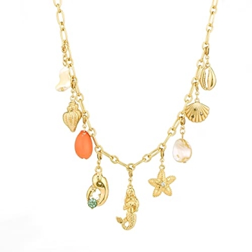 Rambling Rose 14K Charm Necklace - Beachy Elegance