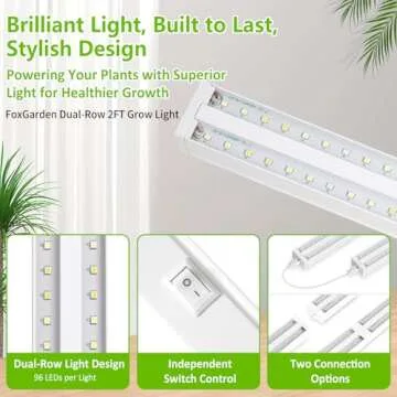 FOXGARDEN Dual-Row T5 Grow Lights for Indoor Plants, Full Spectrum LED Plant Growing Lamp, 2FT Grow Light Strip, Plug and Play, Separate Switch, 4-Pack