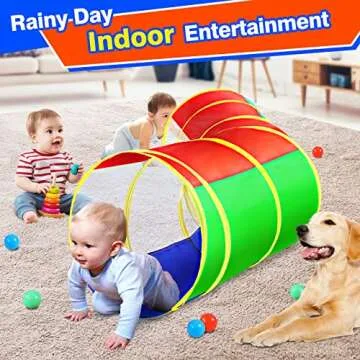 Hoohtoot Kids Crawl Through Play Tunnel, Pop Up Baby Play Tunnel for Toddlers, Game Toy Play Tent for Girl or Dog Cat Pet Tunnel