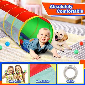 Hoohtoot Kids Crawl Through Play Tunnel, Pop Up Baby Play Tunnel for Toddlers, Game Toy Play Tent for Girl or Dog Cat Pet Tunnel