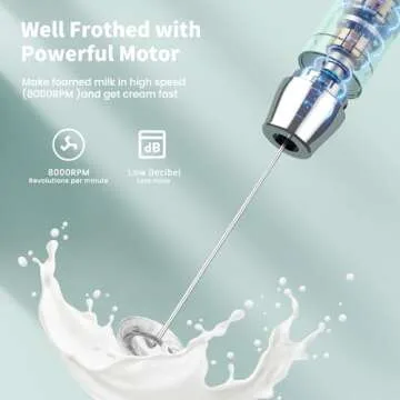 Maestri House Rechargeable Milk Frother with Stand, Handheld Electric Foam Maker Waterproof Detachable Stainless Steel Whisk Drink Mixer Foamer for Lattes, Cappuccino