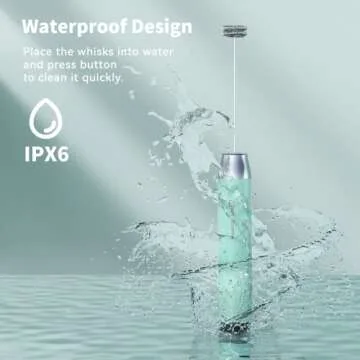 Maestri House Rechargeable Milk Frother with Stand, Handheld Electric Foam Maker Waterproof Detachable Stainless Steel Whisk Drink Mixer Foamer for Lattes, Cappuccino