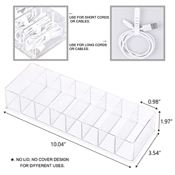 Yesesion Clear Cable Organizer Box with Wire Ties & Compartments