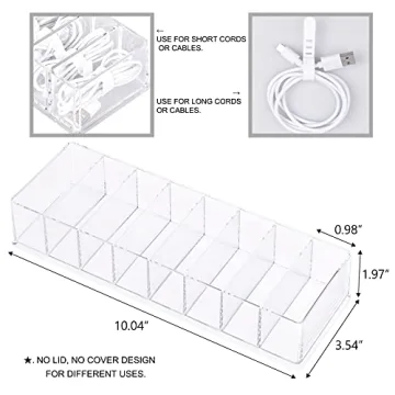 Yesesion Clear Cable Organizer Box with Wire Ties & Compartments
