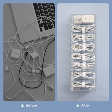 Yesesion Clear Cable Organizer Box with Wire Ties & Compartments