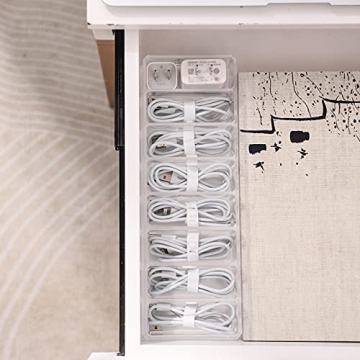 Yesesion Clear Cable Organizer Box with Wire Ties & Compartments