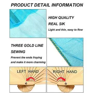 Women 1 Pair Real Silk 180*90cm Long Belly Dance Fan Veils Pure White