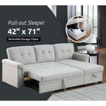Lilola Home Lucca Sectional Sleeper Sofa with Storage