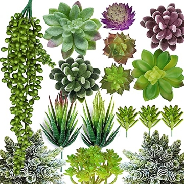 Anoak 16 Pcs Artificial Succulent Plants Set for Decor