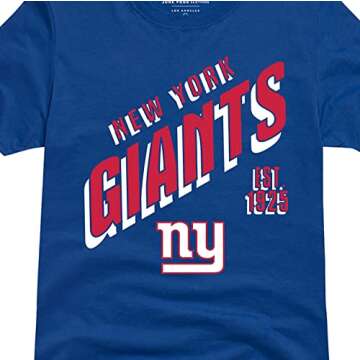 Junk Food Clothing x NFL - New York Giants - Retro Slant - Men's and Women's Short Sleeve Fan Shirt - Size Large