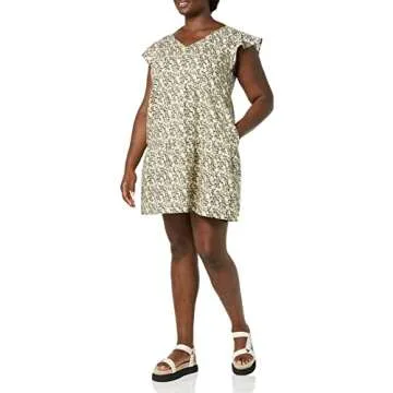 Goodthreads Women's Flutter-Sleeve Peasant Dress, Stylish Comfort