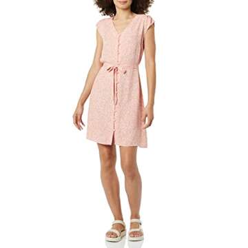 Goodthreads Women's Relaxed-Fit Washed Linen Blend Flutter-Sleeve Peasant Dress