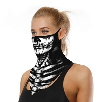 YAYOUREL Halloween Skeleton Bandana Neck Gaiter Face Mask for Men Women
