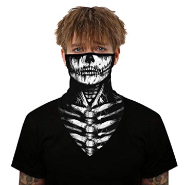 YAYOUREL Scary Skeleton Neck Gaiter Mask for Halloween