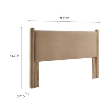Modway Rael Queen Upholstered Headboard with Pillars in Taupe – Velvet Headboard – Stain-Resistant Performance Velvet Headboard for Queen Size Beds