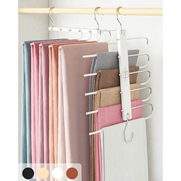 MORALVE Pants Hangers Space Saving 2 Pack - Premium Beechwood Closet Organizer with 360° Swivel Des...