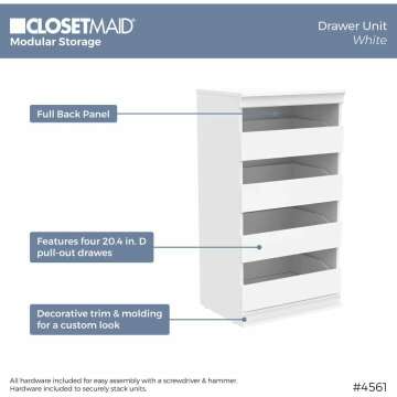 ClosetMaid Modular Storage Unit - 4 Drawers & Stylish Design