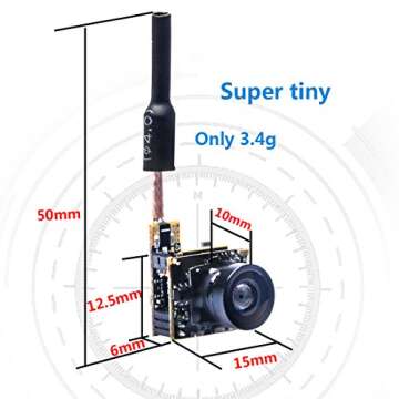 Wolfwhoop WT05 Micro AIO 600TVL Camera Only 3.4g 5.8GHz 25mW FPV Transmitter with Dipole Brass Anten...