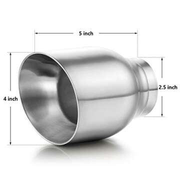 A-KARCK Exhaust Tip - Stylish 2.5" Inlet, Dual Wall Polished Stainless Steel