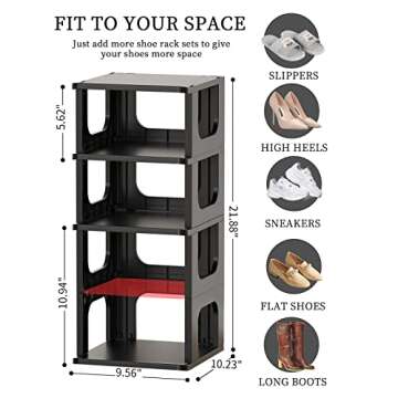 Stylish 5 Tier Shoe Organizer Rack for Small Spaces - Perfect for Entryway and Closet Storage