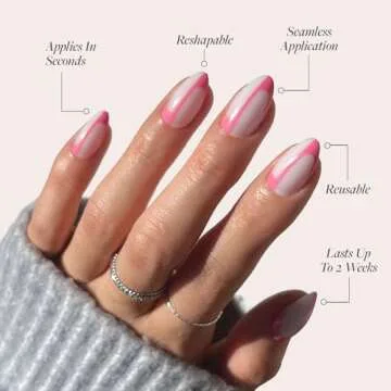 Glamnetic Press On Nails - Better Half | Short Almond Nails with Pink Accents, Reusable Stick On Fake Nails with Glue | Love In Bloom Spring Nails | 15 Sizes - 30 Nail Kit with Glue