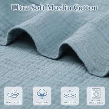 Muslin Baby Lounger Cover Soft Organic Cotton Slipcover Fits Newborn Lounger for Baby Boys and Girls (Blue)