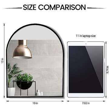 MYlovelylands 10x13 inch Black Small Arched Mirror for Bathroom Vanity Mirror or Wall Decor Arch Mir...
