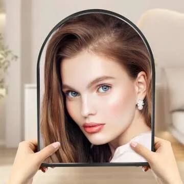 MYlovelylands 10x13 inch Black Small Arched Mirror for Bathroom Vanity Mirror or Wall Decor Arch Mirror Brushed Metal Frame Wall Mounted Mirror for Bathroom LivingRoom Bedroom Entryway