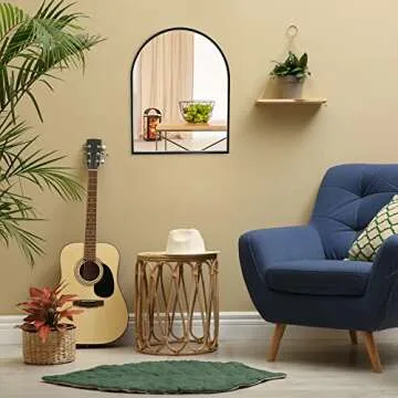 MYlovelylands 10x13 inch Black Small Arched Mirror for Bathroom Vanity Mirror or Wall Decor Arch Mirror Brushed Metal Frame Wall Mounted Mirror for Bathroom LivingRoom Bedroom Entryway