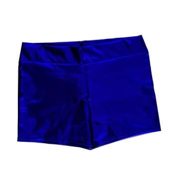 SACASUSA Shiny Stretchy Metallic Mini Shorts Hot Pants in Royal Blue Small