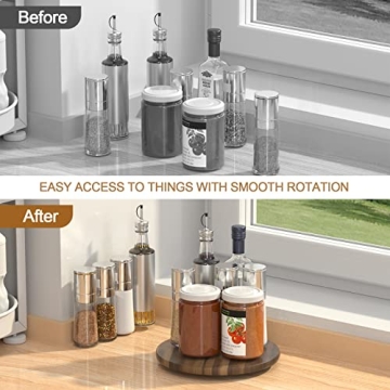 9.85 Inch Acacia Wood Lazy Susan for Easy Organization