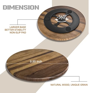 9.85 Inch Acacia Wood Lazy Susan for Easy Organization