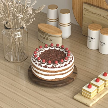 9.85 Inch Acacia Wood Lazy Susan for Easy Organization