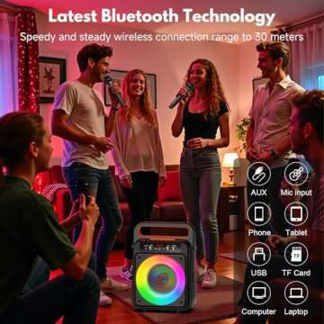 JYX Karaoke Machine with 2 Wireless Microphones for Parties