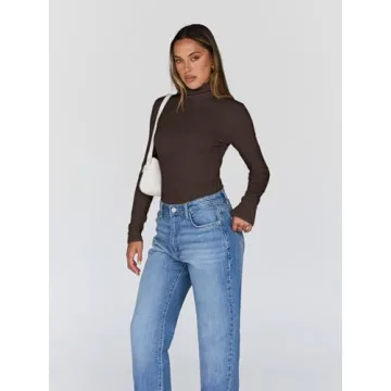 Trendy Queen Women's Turtleneck Long Sleeve Shirts Fall Fashion BasicThermal Underwear Tops Winter Clothes 2025 Coffee L