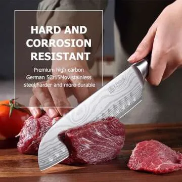 PAUDIN Santoku Knife, 7 Inch Kitchen Knife, Ultra Sharp Knife- Forged High Carbon German Stainless Steel, Professional Chef Knife with Ergonomic Handle, Gifts for Men and Women