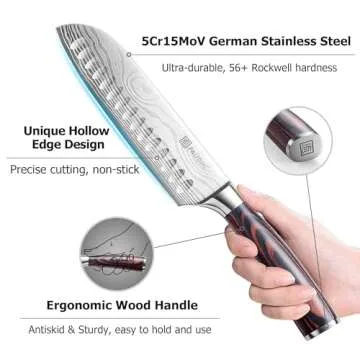PAUDIN Santoku Knife, 7 Inch Kitchen Knife, Ultra Sharp Knife- Forged High Carbon German Stainless Steel, Professional Chef Knife with Ergonomic Handle, Gifts for Men and Women