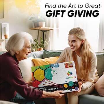 Opalberry Ocean Breeze Paint by Numbers Kit for Adults - Framed Acrylic Art Craft Kit