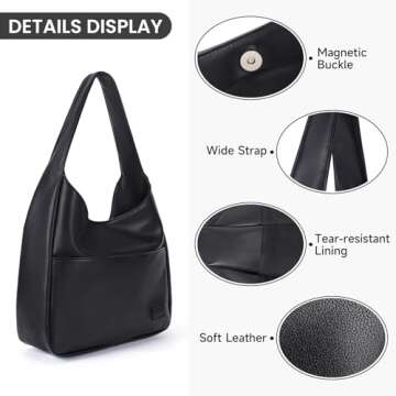 Faux Leather Tote Bag Women Shoulder Bag College Tote Leather Hobo Handbag Work Tote Bag Purse