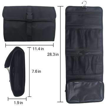 Hanging Toiletry Bag Travel Kit for Men and Women Waterproof Wash Bag Compact Makeup Organizer Bag Shaving Kit for Bathroom, Travel Accessories, Cosmetics, Shampoo, Body Wash (Black)